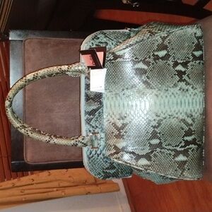 NWT Grand Pelle Genuine Python Leather Convertible Satchel
